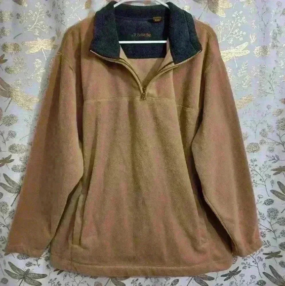 St. John's Bay Men's Fleece Pullover Sweater Brown Gray Jacket Heavy Coat XL - Picture 1 of 11